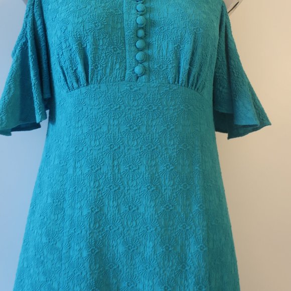 Nanette Lepore Teal Cold Shoulder Dress - Picture 7 of 13